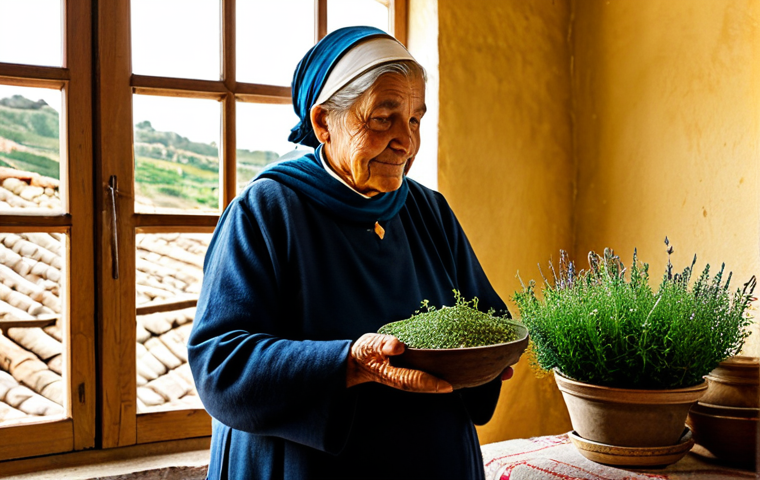 **

"A warm and inviting image of a "benzedeira" (traditional healer) in a rustic, cozy Portuguese village home. She is an elderly woman, fully clothed in modest, traditional dress, gently using herbs during a blessing ritual. Soft, natural light filters through the window. The scene evokes a sense of peace, faith, and ancestral wisdom. Safe for work, appropriate content, family-friendly, perfect anatomy, natural proportions, professional photography."

**