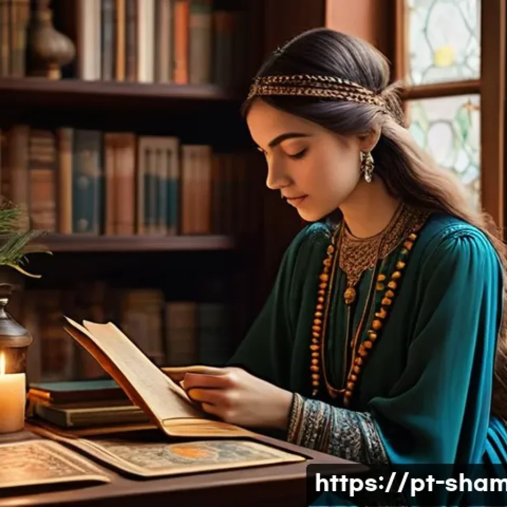 유명 점집 예약 팁 - **Prompt:** A tranquil and warmly lit room where a young woman, dressed in modest, comfortable bohem...