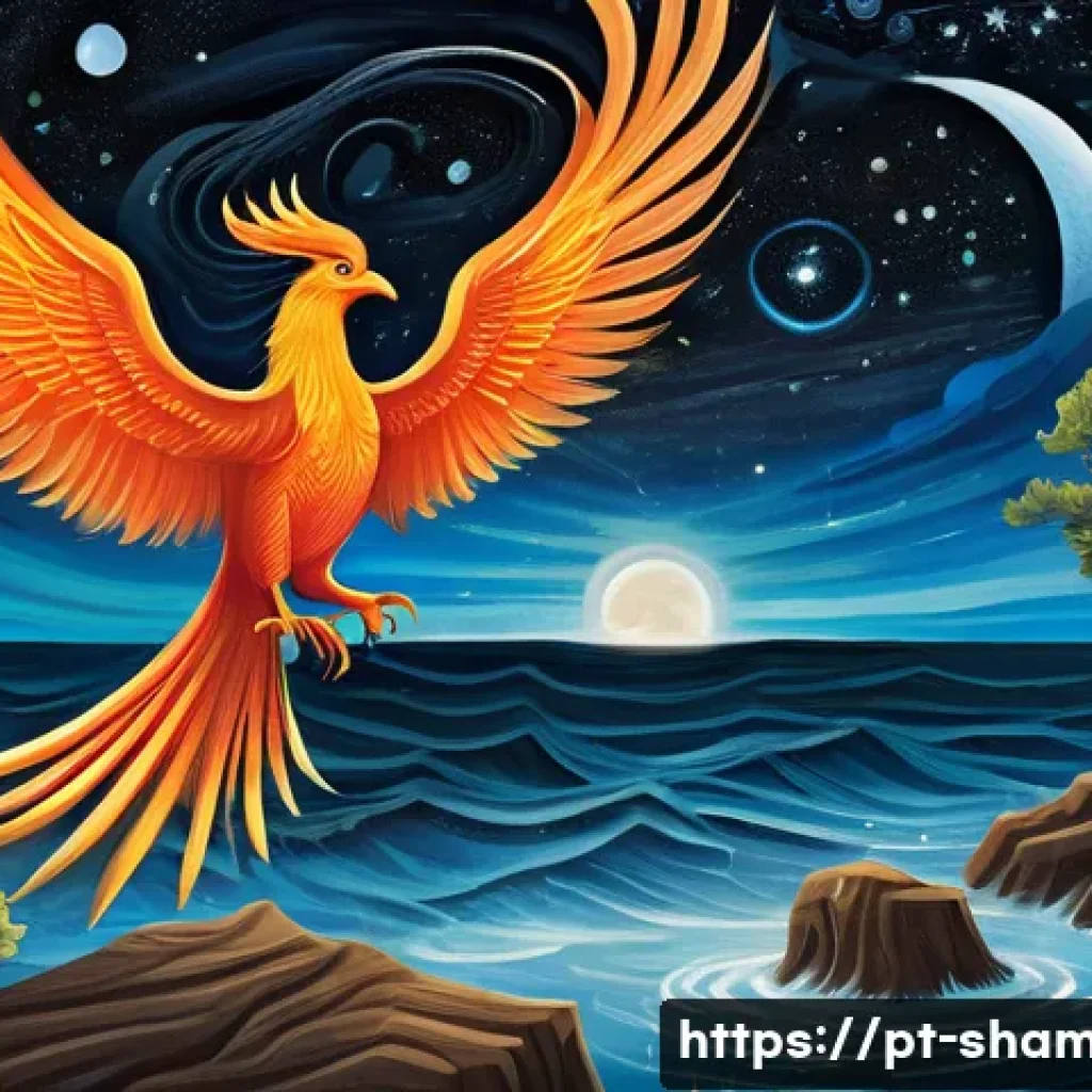 무속에서 사용하는 사주풀이법 - A vibrant and mystical celestial scene illustrating the four fundamental astrological elements—fire,...