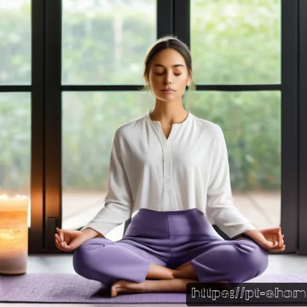 무속 관련 인스타그램 계정 - A serene modern meditation space blending ancient spiritual elements with contemporary design, featu...